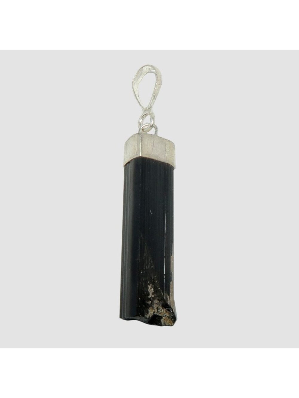 Black Tourmaline Pendant Raw Power Sterling Silver Natural Gemstone Charm